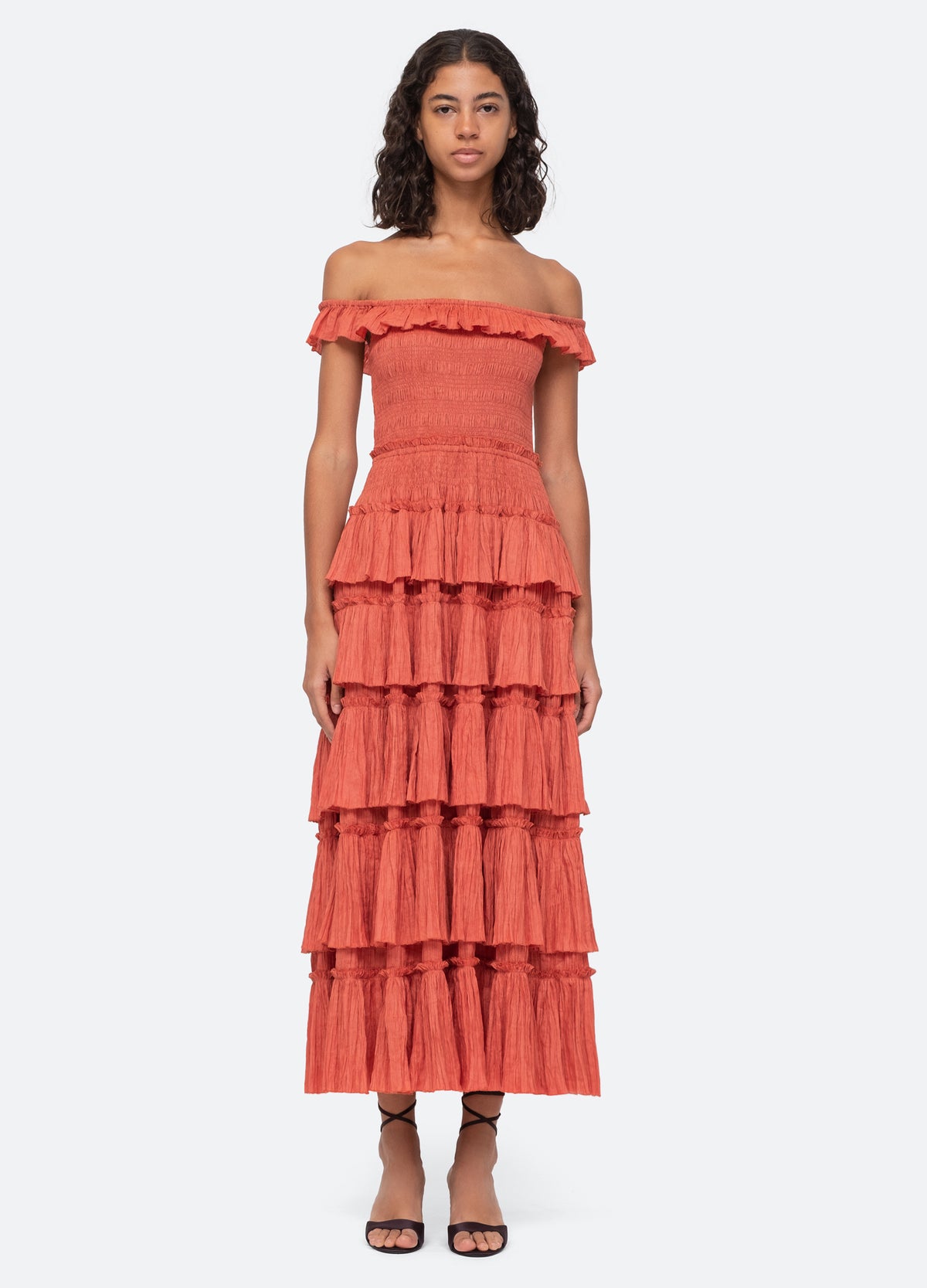coral-micah tiered dress-front view - 3