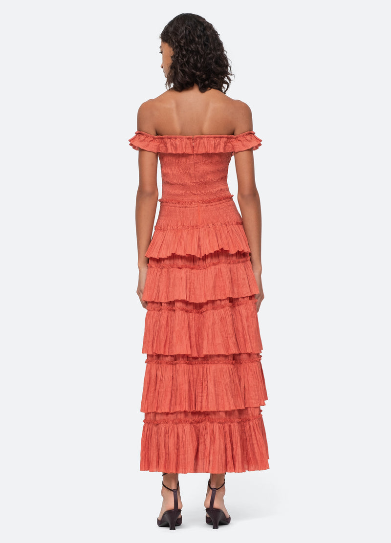 coral-micah tiered dress-back view - 2