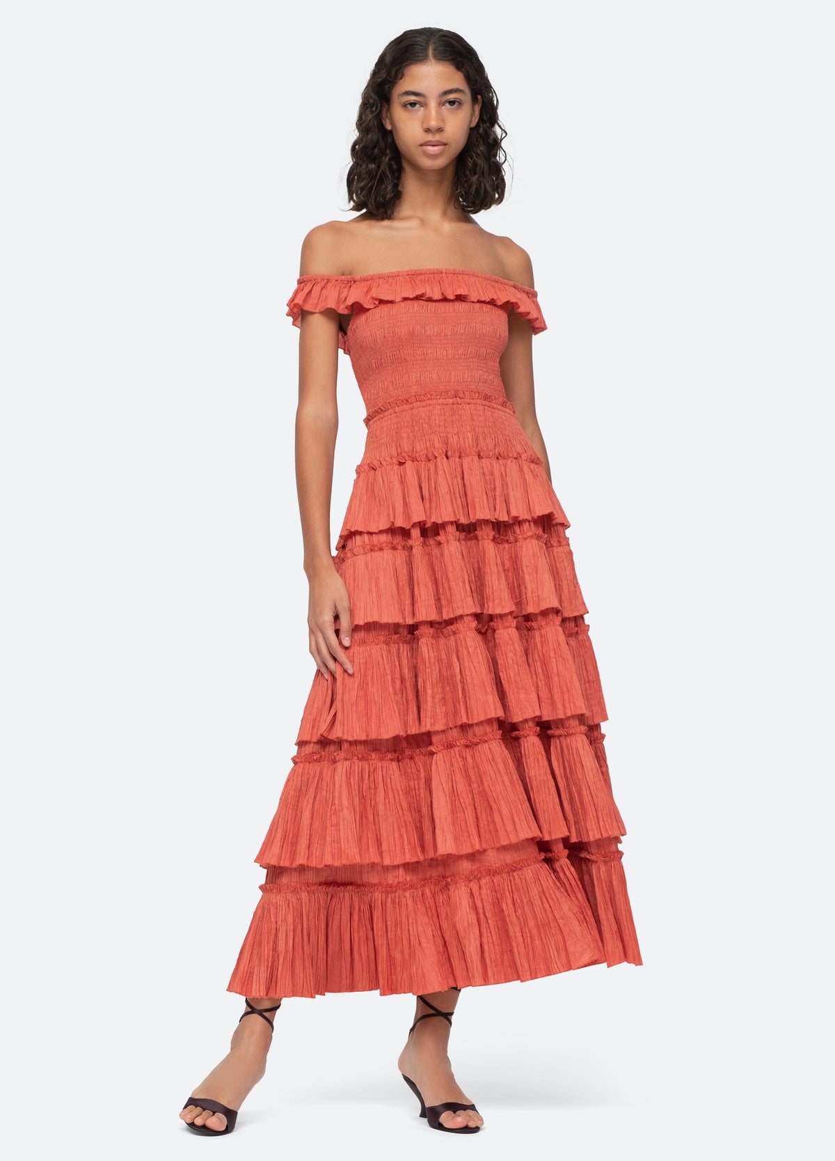 coral-micah tiered dress-front view - 1