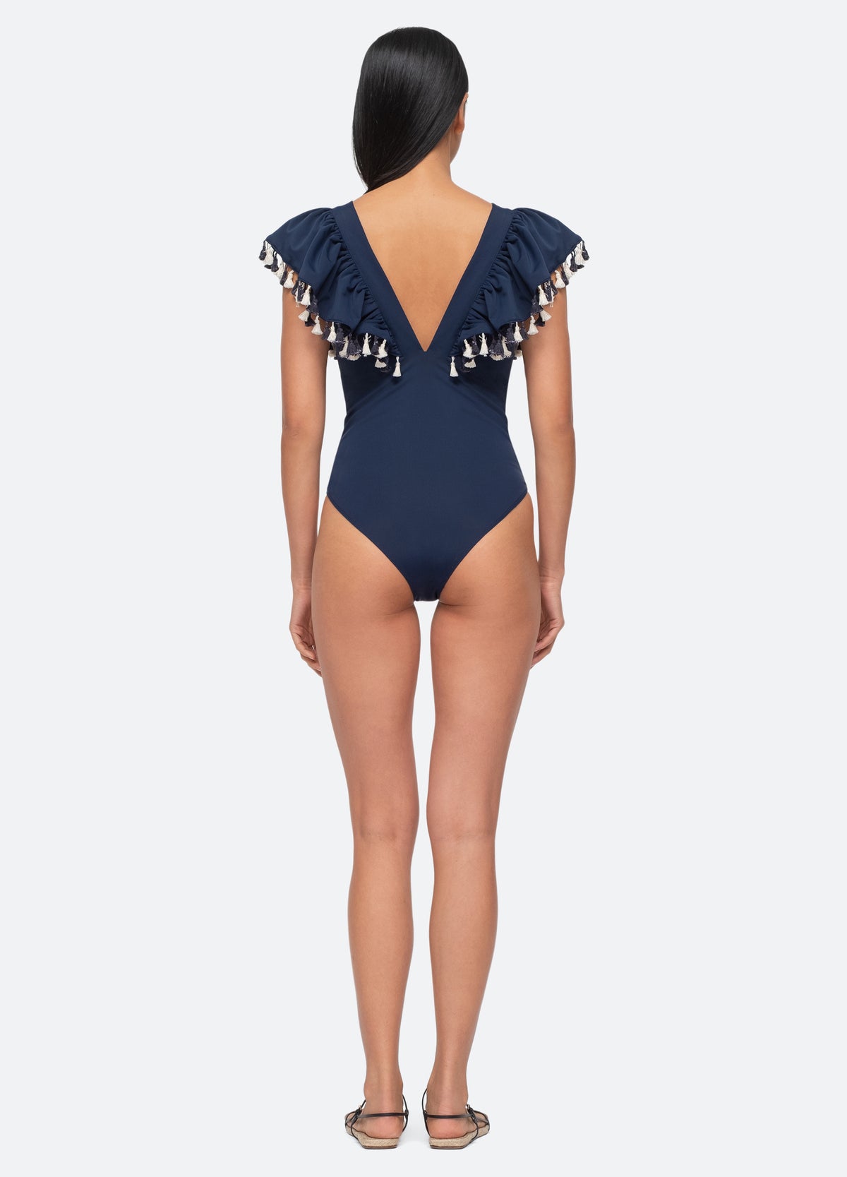 navy-nautical one piece-back view - 3