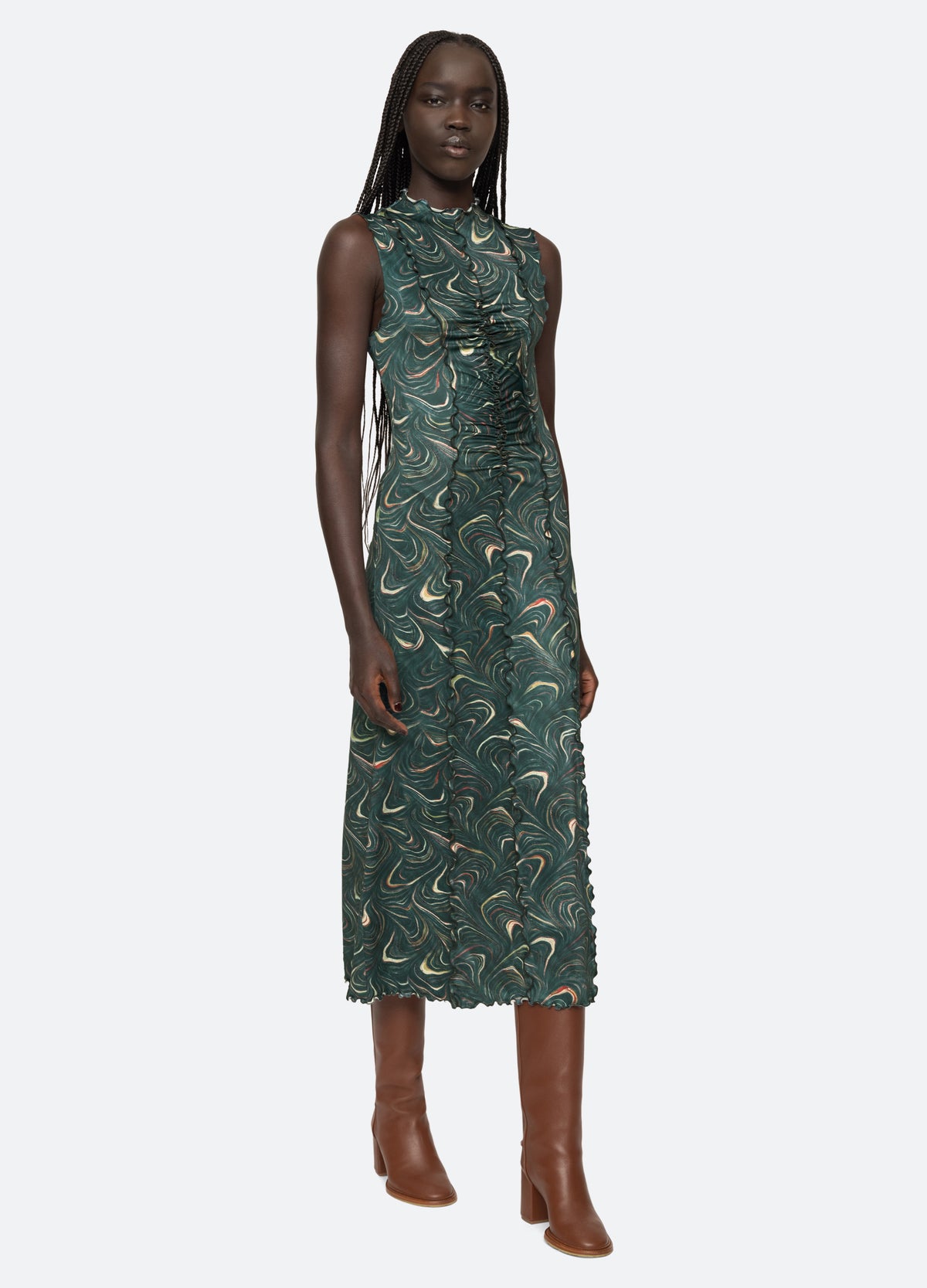 green-amara dress-walking view 2