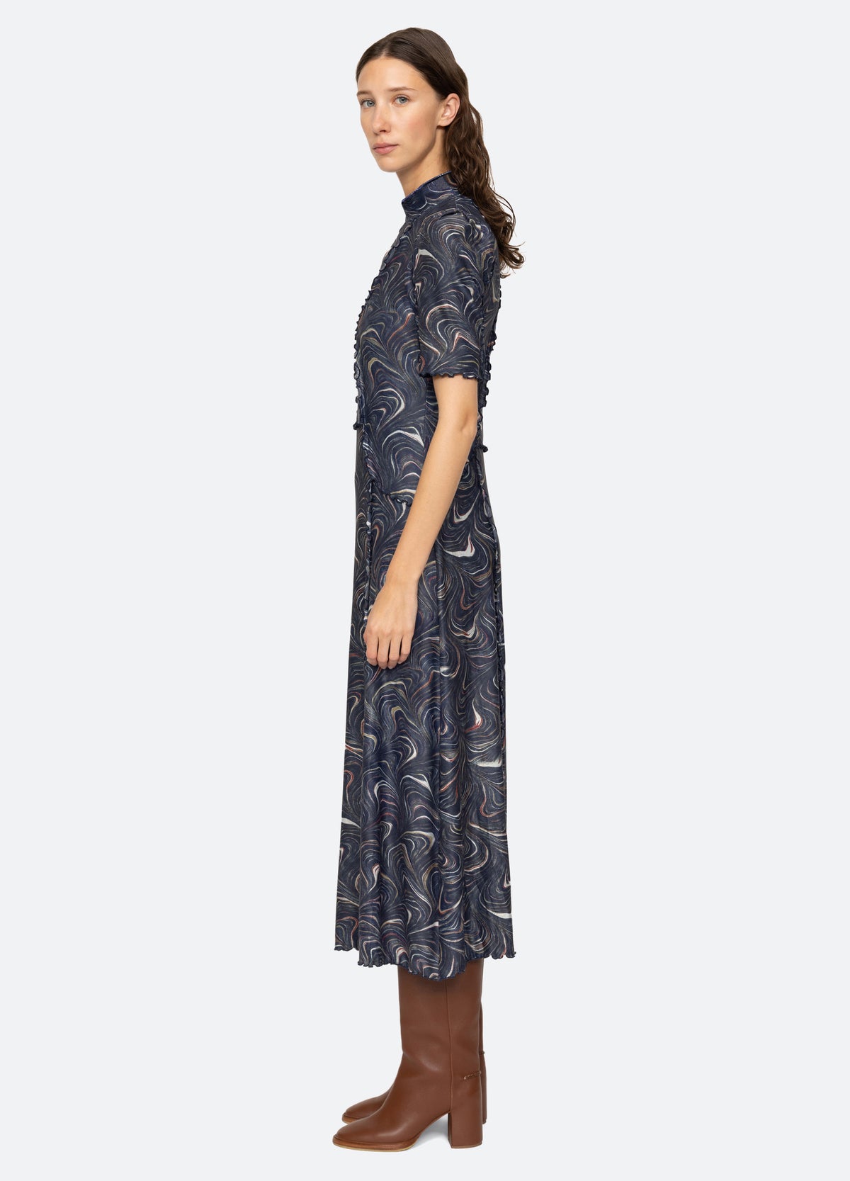 navy-amara s/s dress-side view - 4