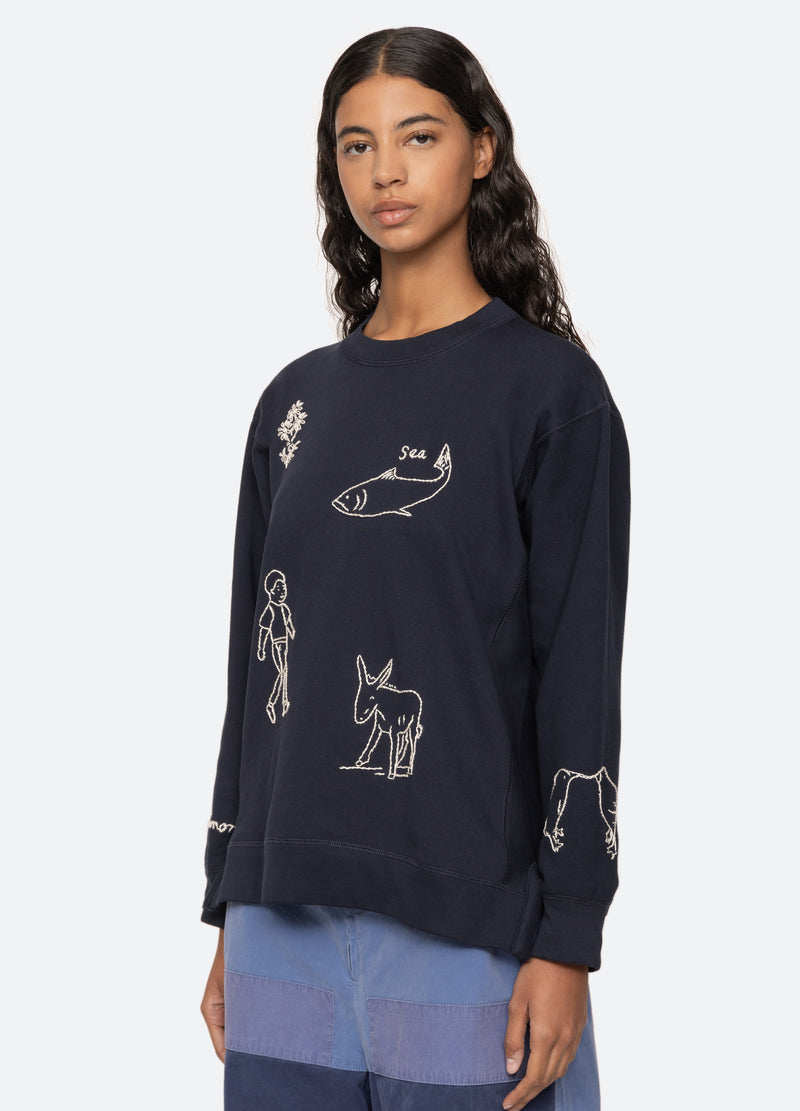 navy-harmony sweatshirt-three quarter view - 6