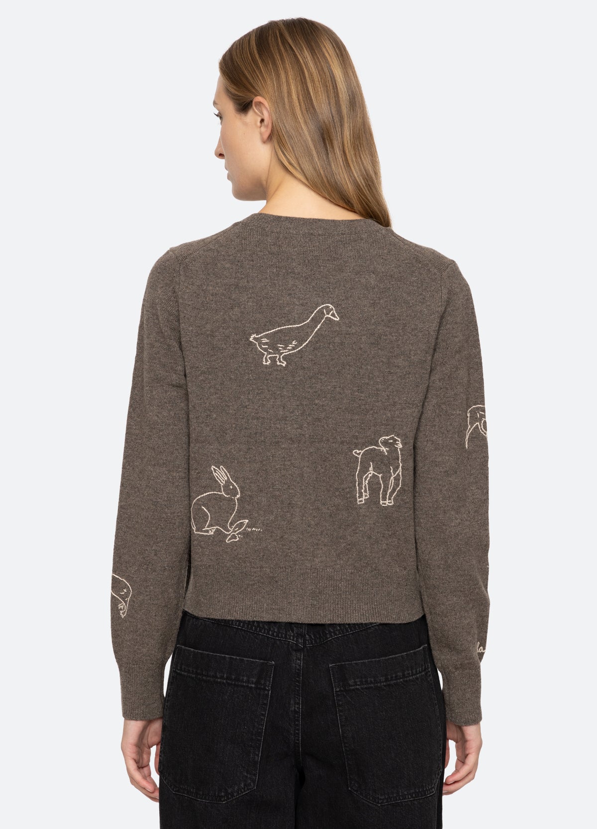 gray-demi cardigan-back view
 - 2