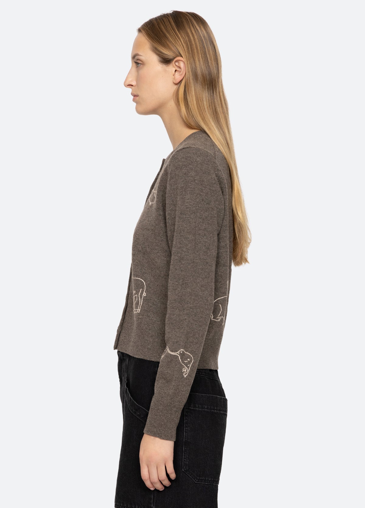 gray-demi cardigan-side view 2
 - 4