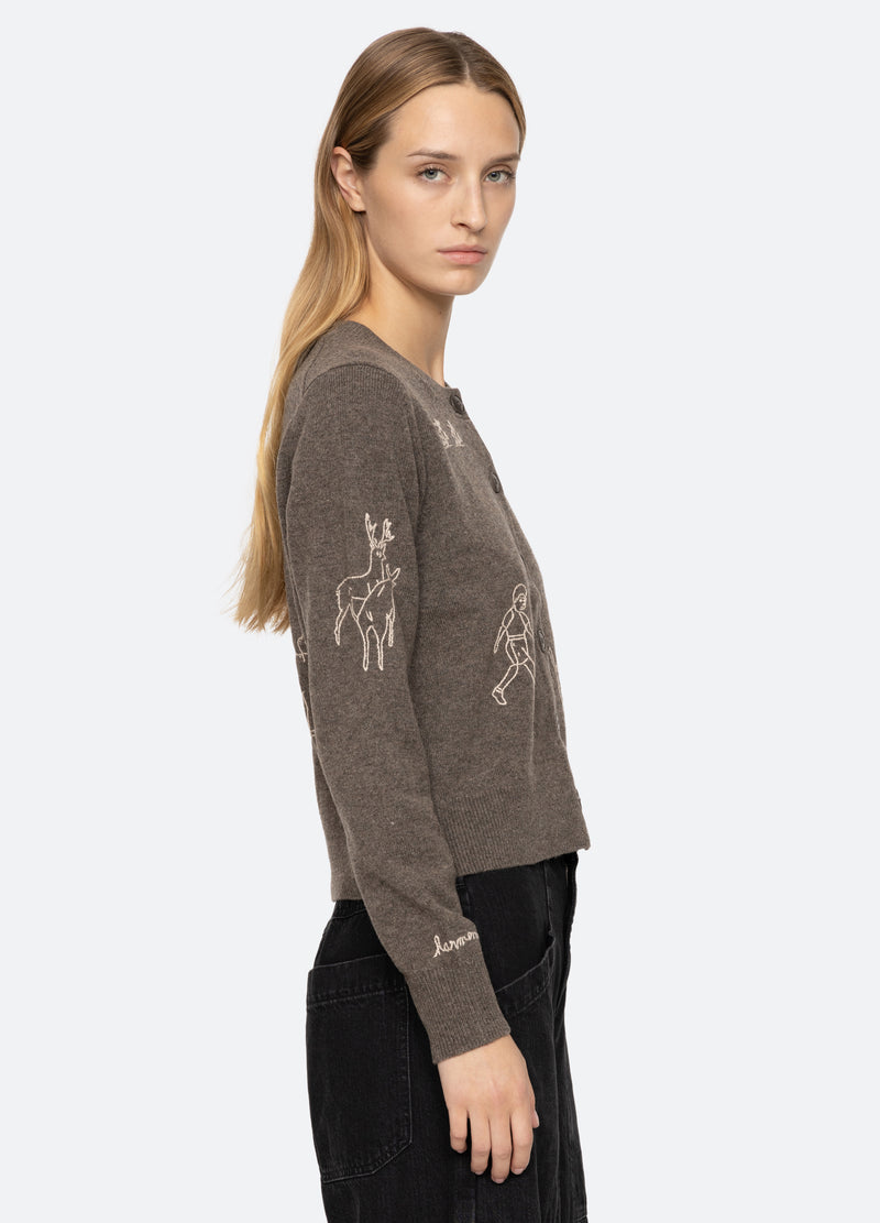 gray-demi cardigan-side view
 - 3