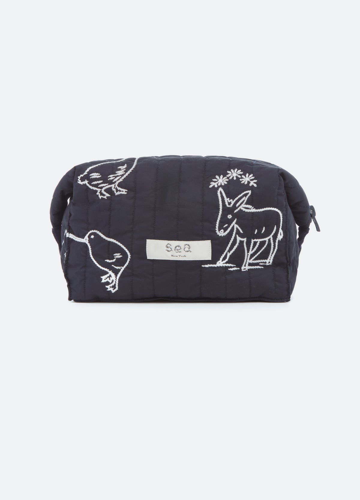 navy-demi cosmetic bag-front view