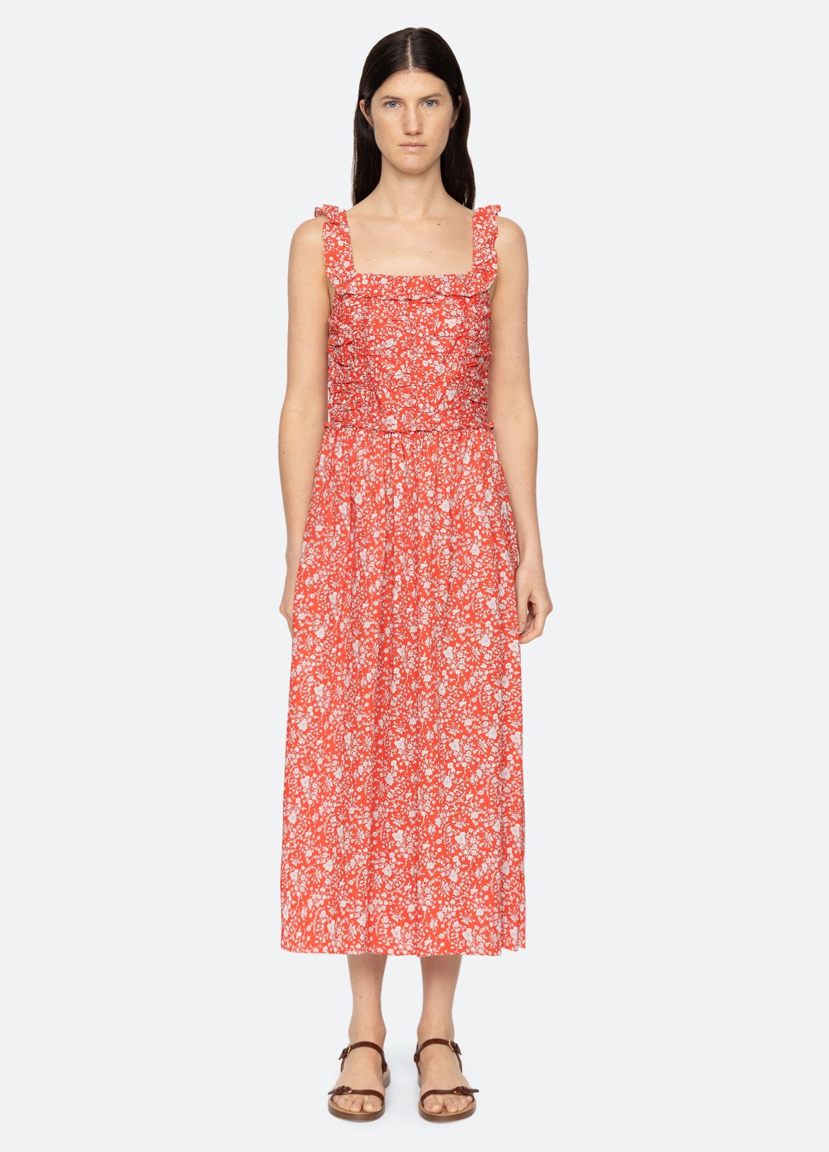 red-lucille midi dress-front view