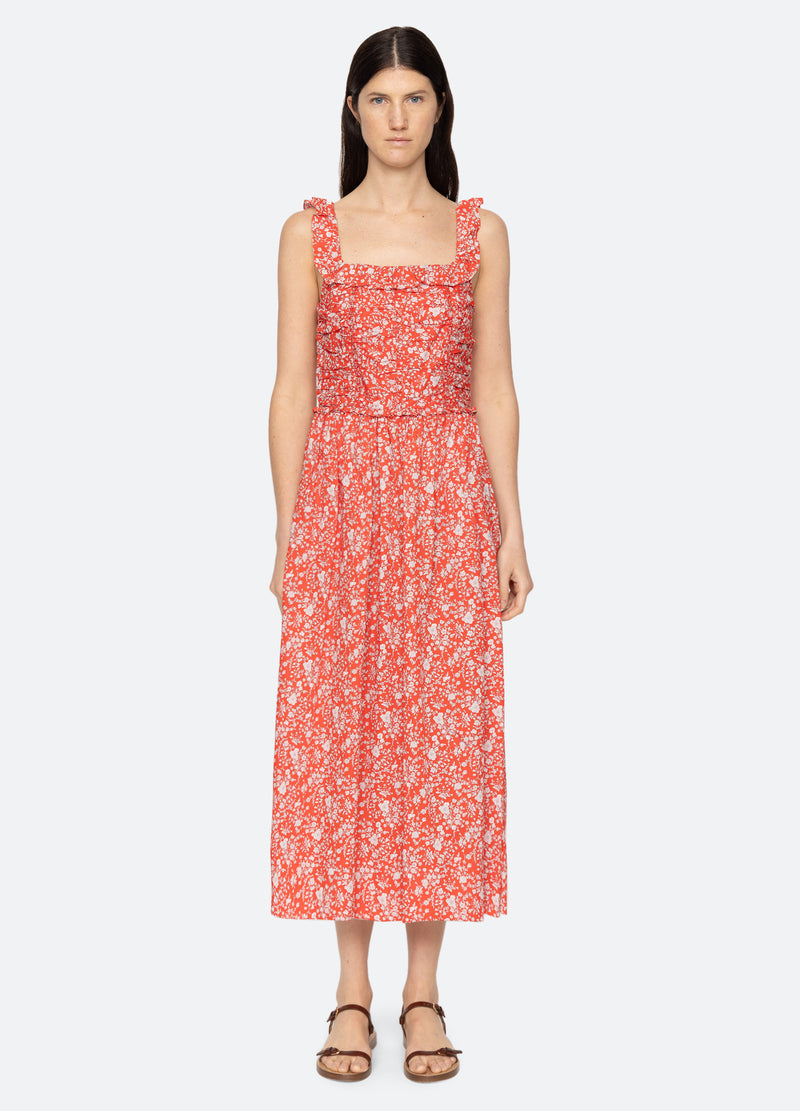 red-lucille midi dress-front view - 1