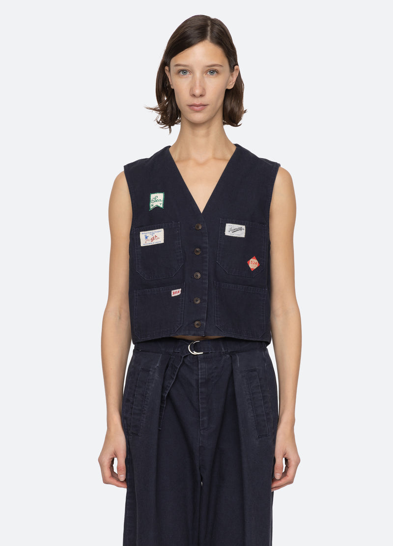 navy-carolyn vest-front view - 9