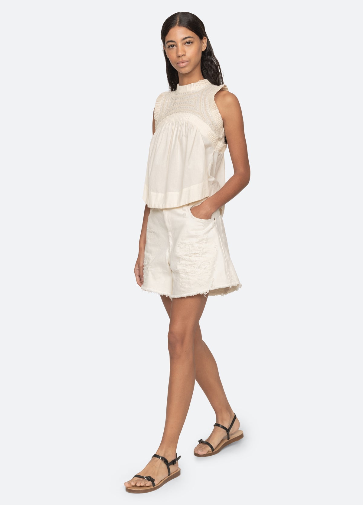 cream-larissa tank-full body view - 3