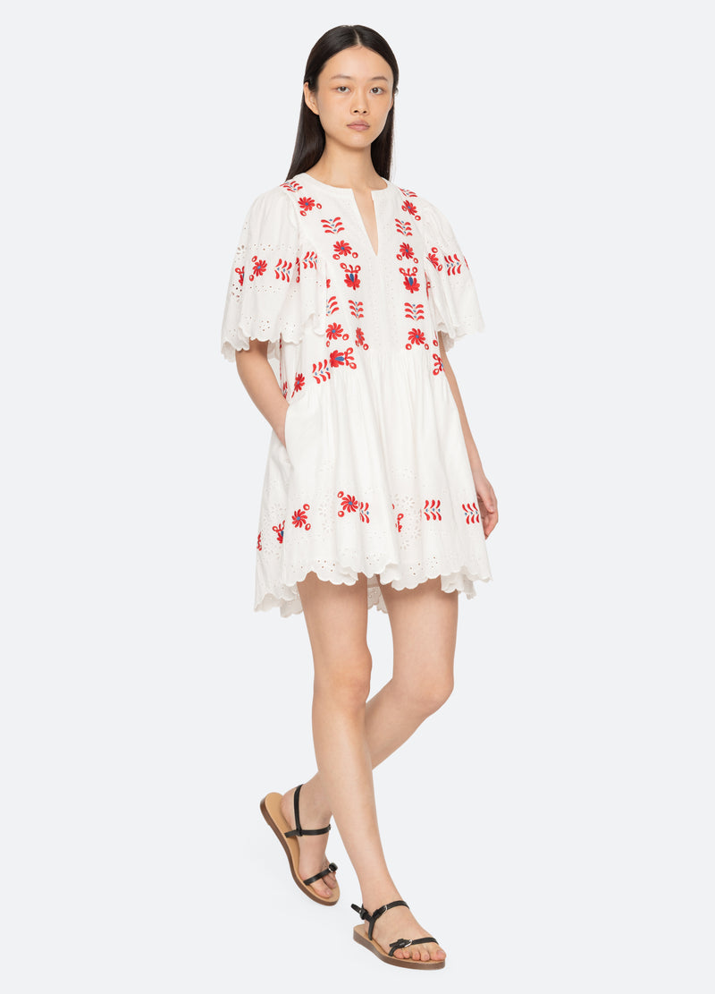 cream-catharina mini dress-front view - 1