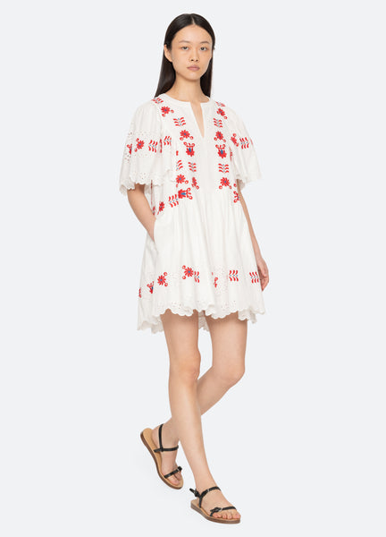 Sea New York Cream Catharina Embroidery Mini Dress Cream / XL Sea New York Cream Catharina Embroidery Mini Dress Cream / XL