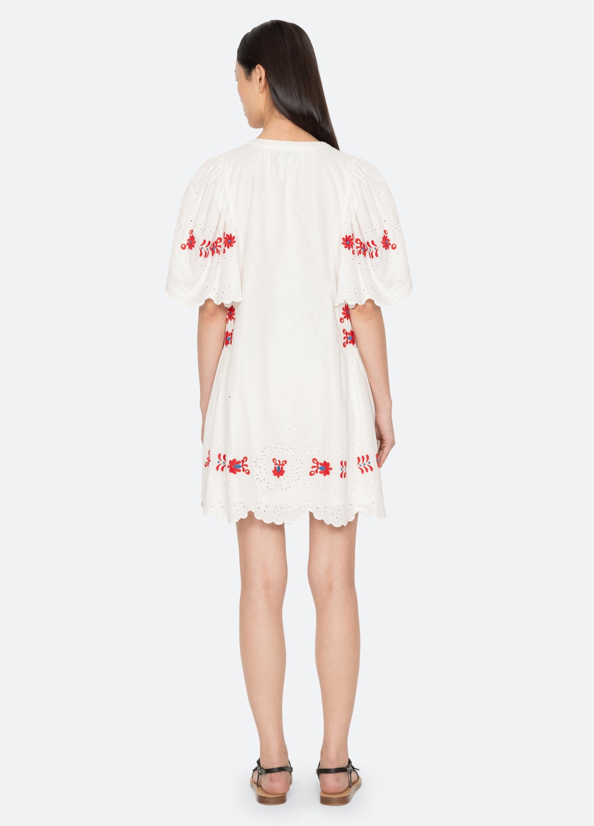 cream-catharina mini dress-back view - 3