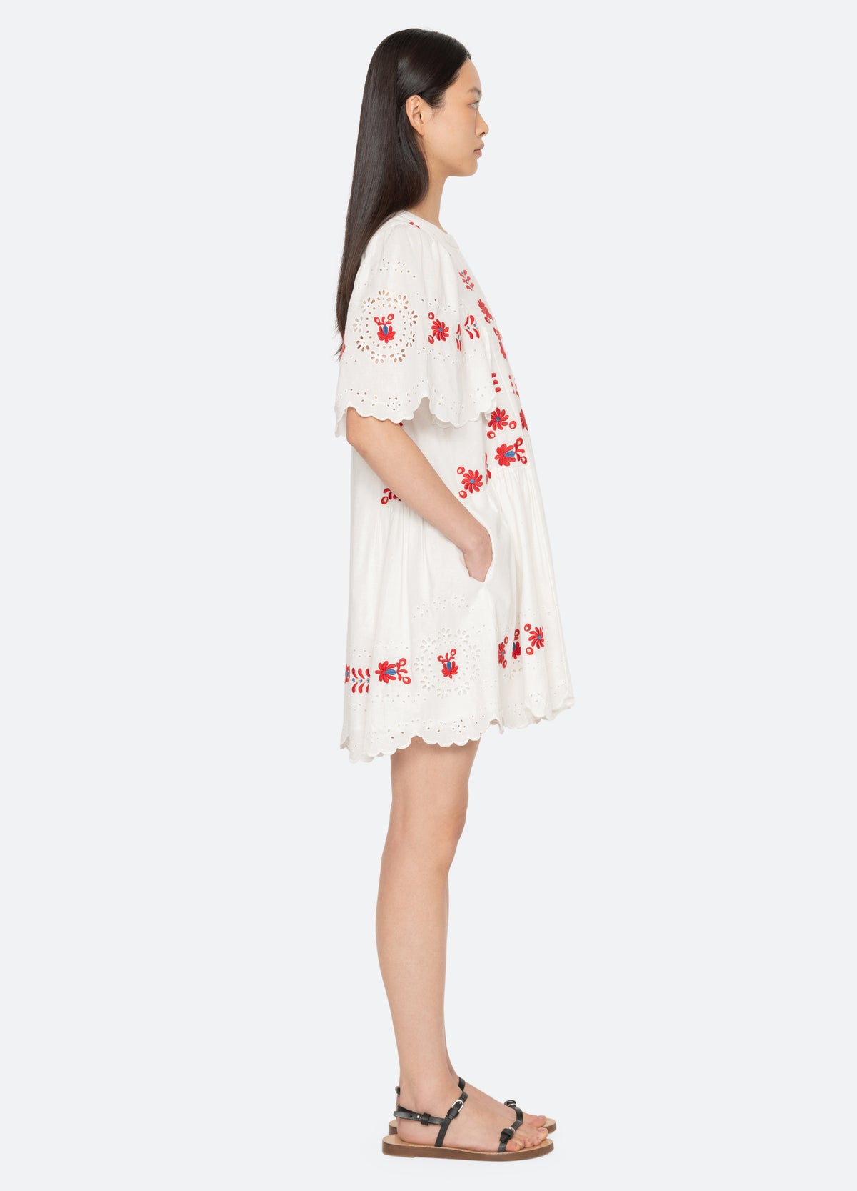 cream-catharina mini dress-side view - 4
