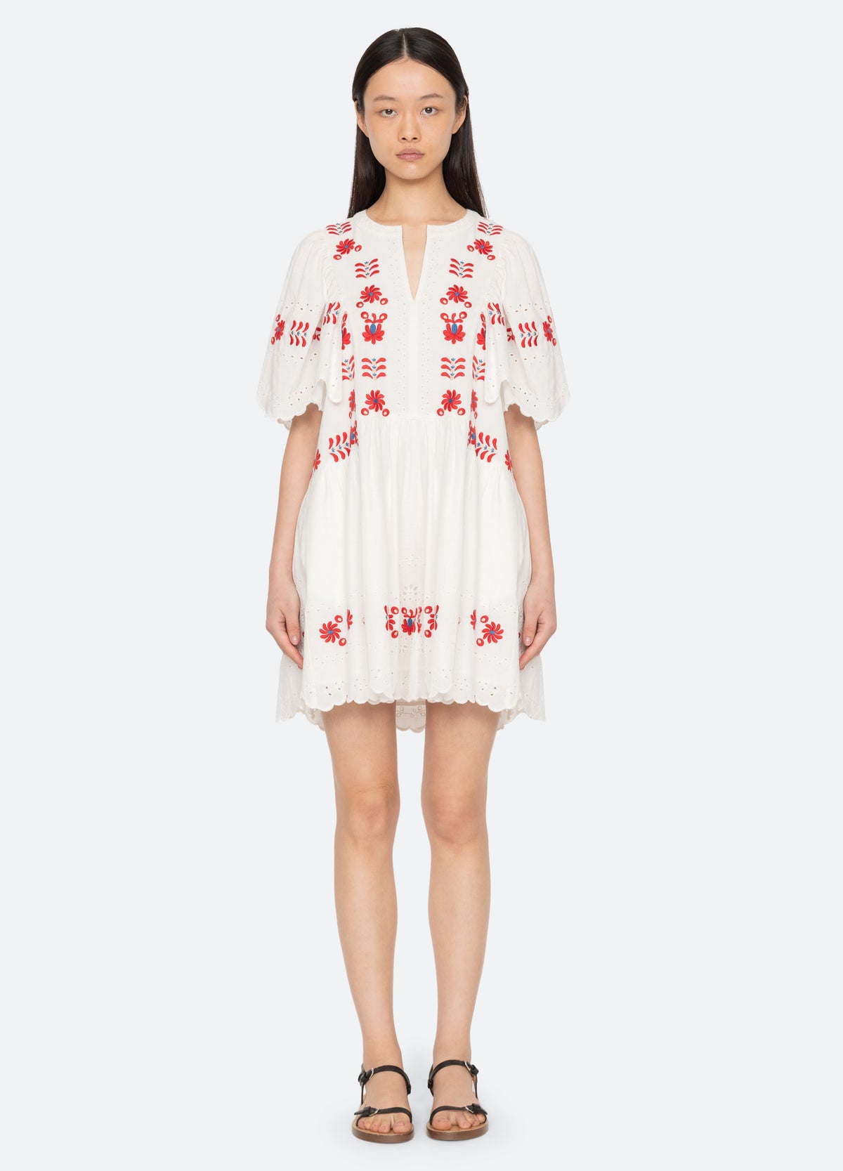 cream-catharina mini dress-front view 2 - 2