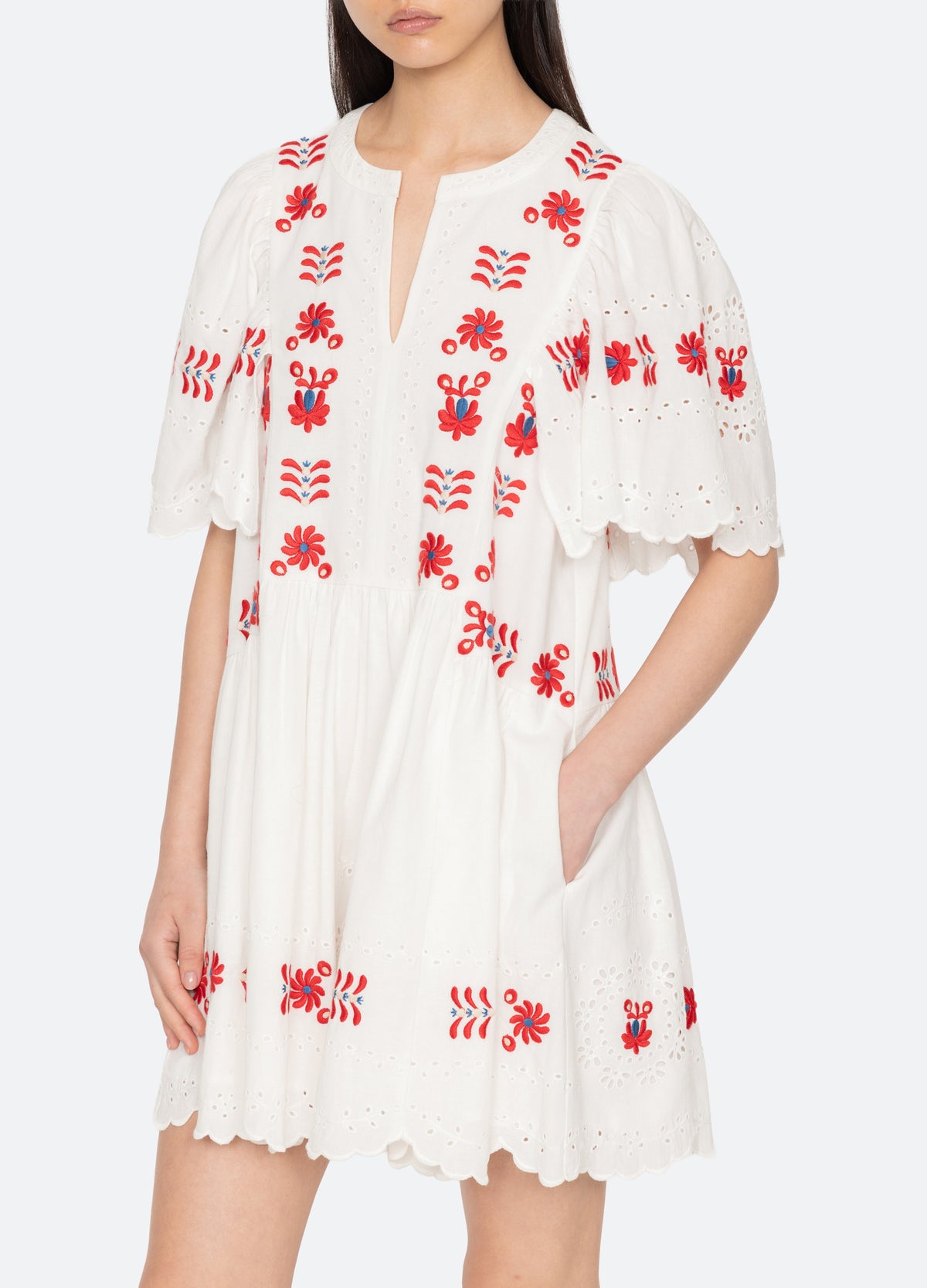cream-catharina mini dress-detail view - 6