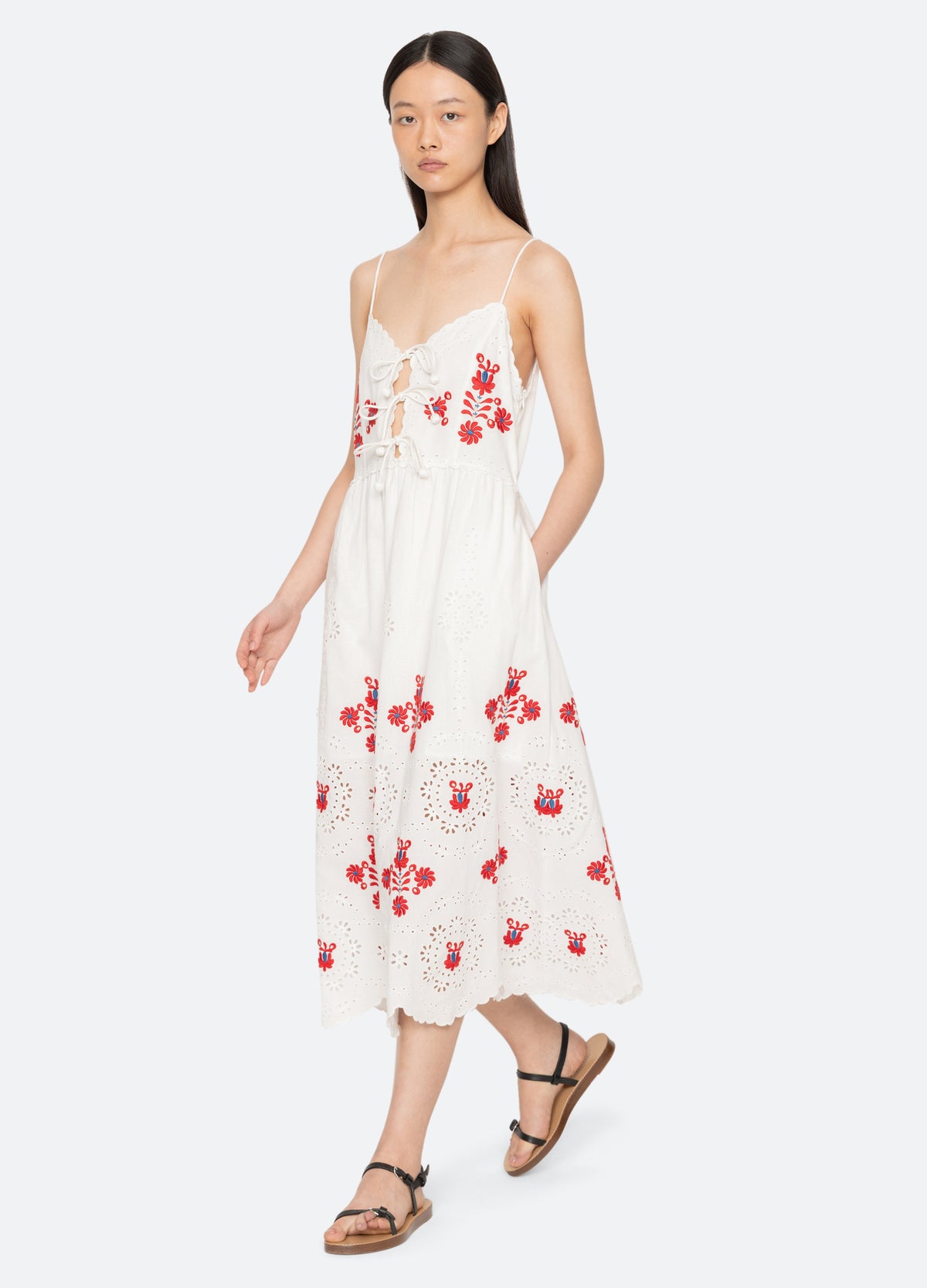 cream-catharina dress-walking view - 7