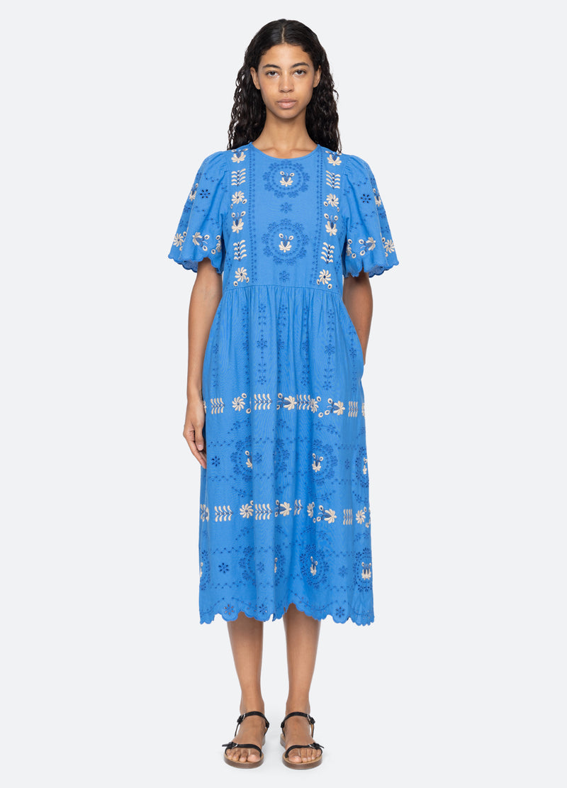 blue-catharina s/s dress-front view - 1