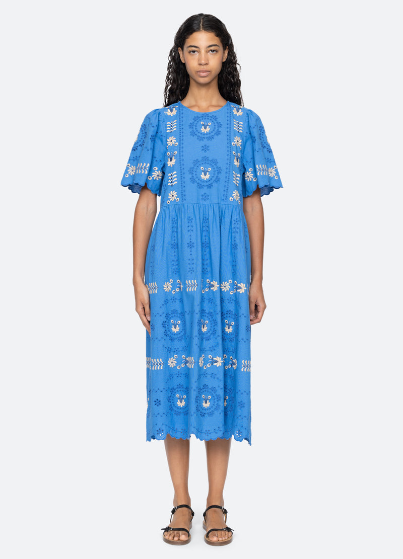 blue-catharina s/s dress-front view 2 - 6