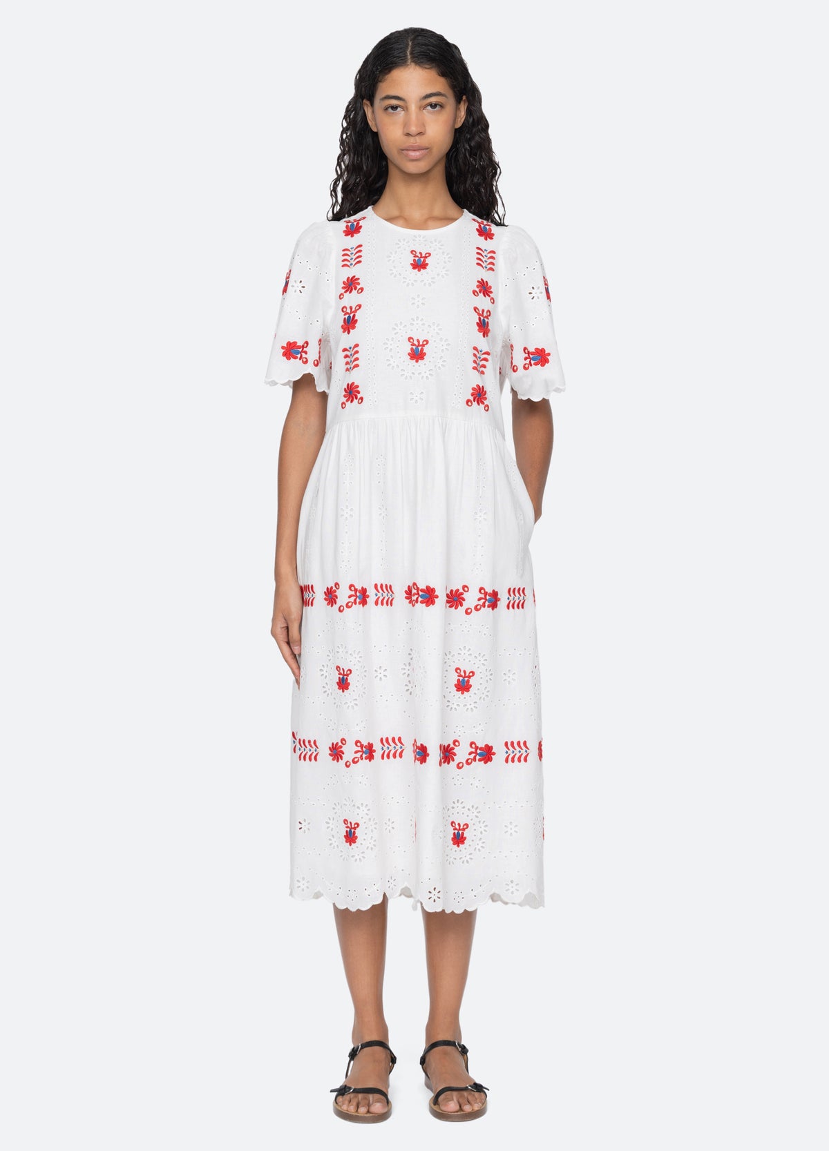 cream-catharina s/s dress-front view - 10