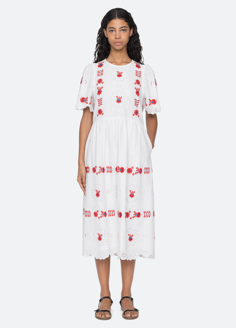 cream-catharina s/s dress-front view - 10