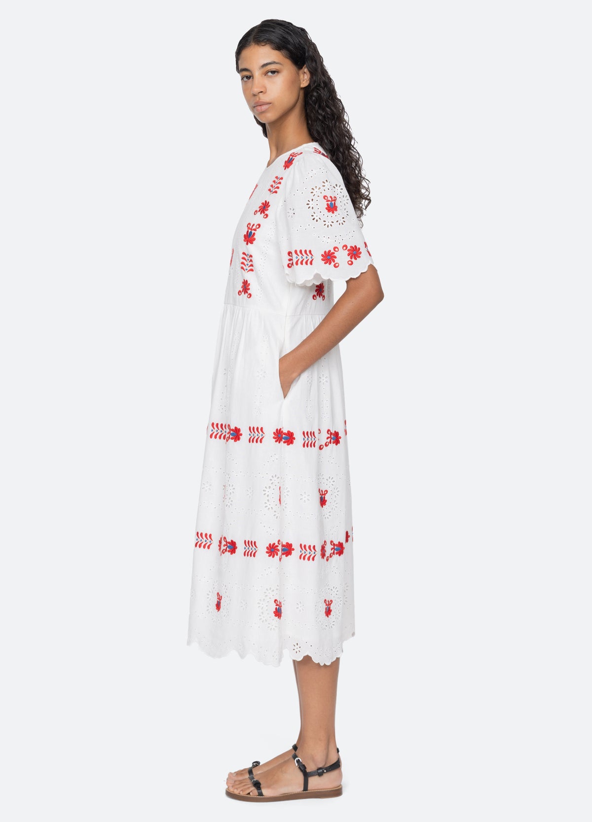 cream-catharina s/s dress-side view - 12