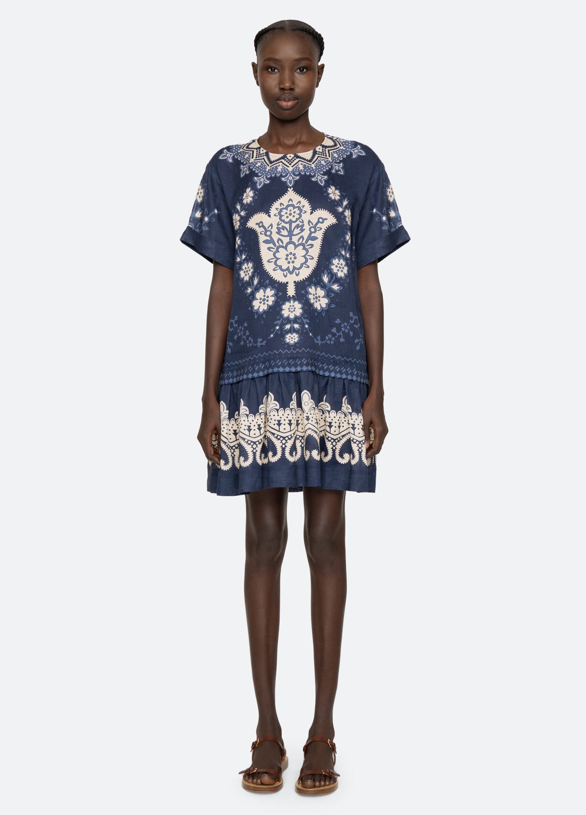 navy-emelina s/s dress-front view - 5