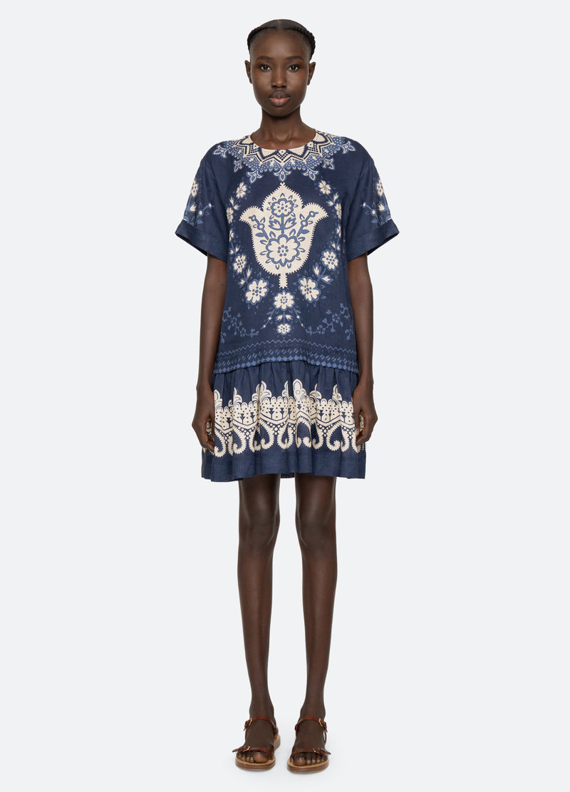 navy-emelina s/s dress-front view - 5