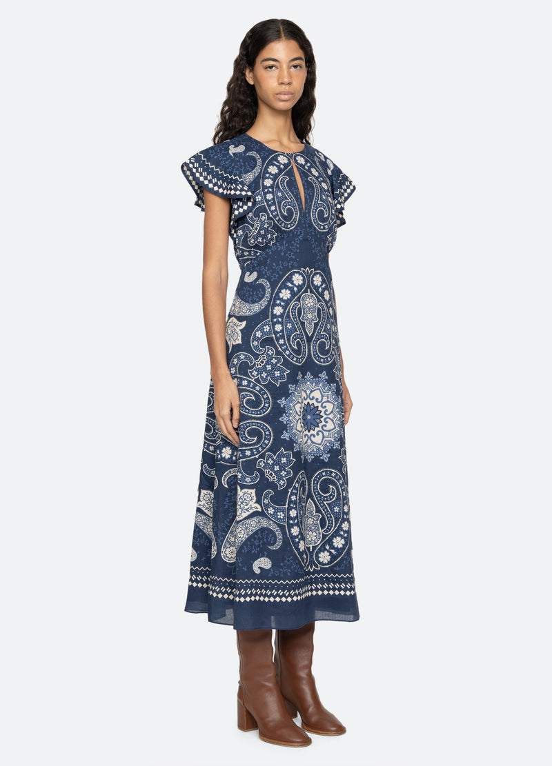 navy-emelina dress-three quarter view - 4