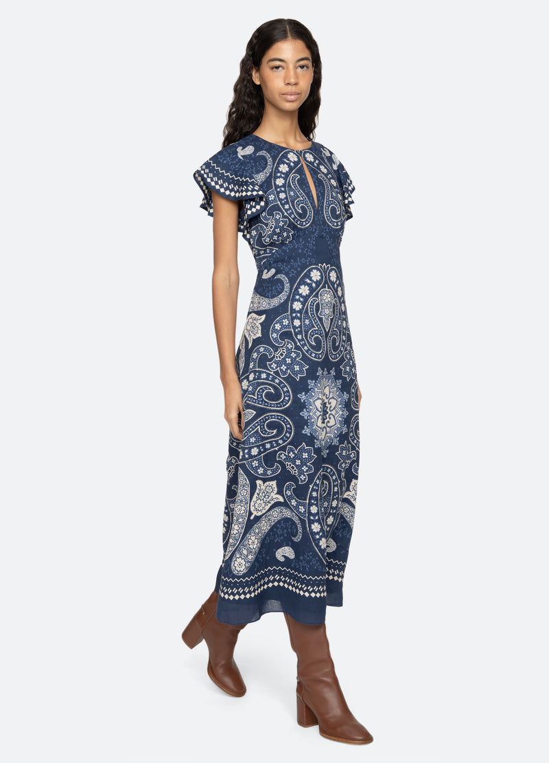 navy-emelina dress-walking view - 5