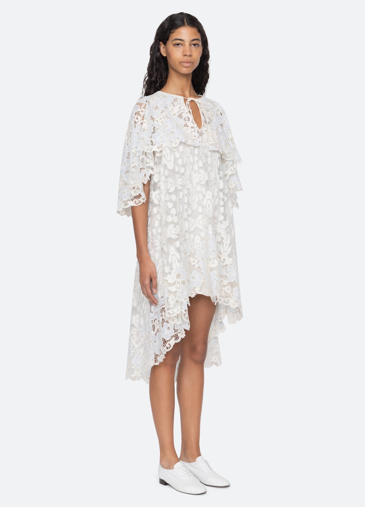 blue-eileen cape dress-three quarter view - 6