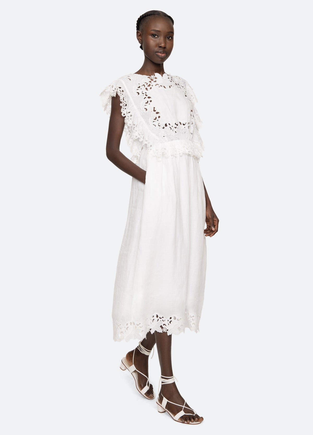 white-eleannora midi dress-walking view - 4