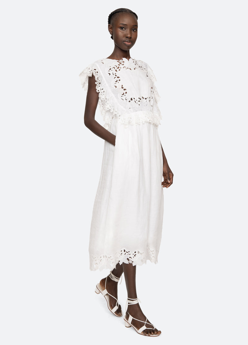 white-eleannora midi dress-walking view - 4