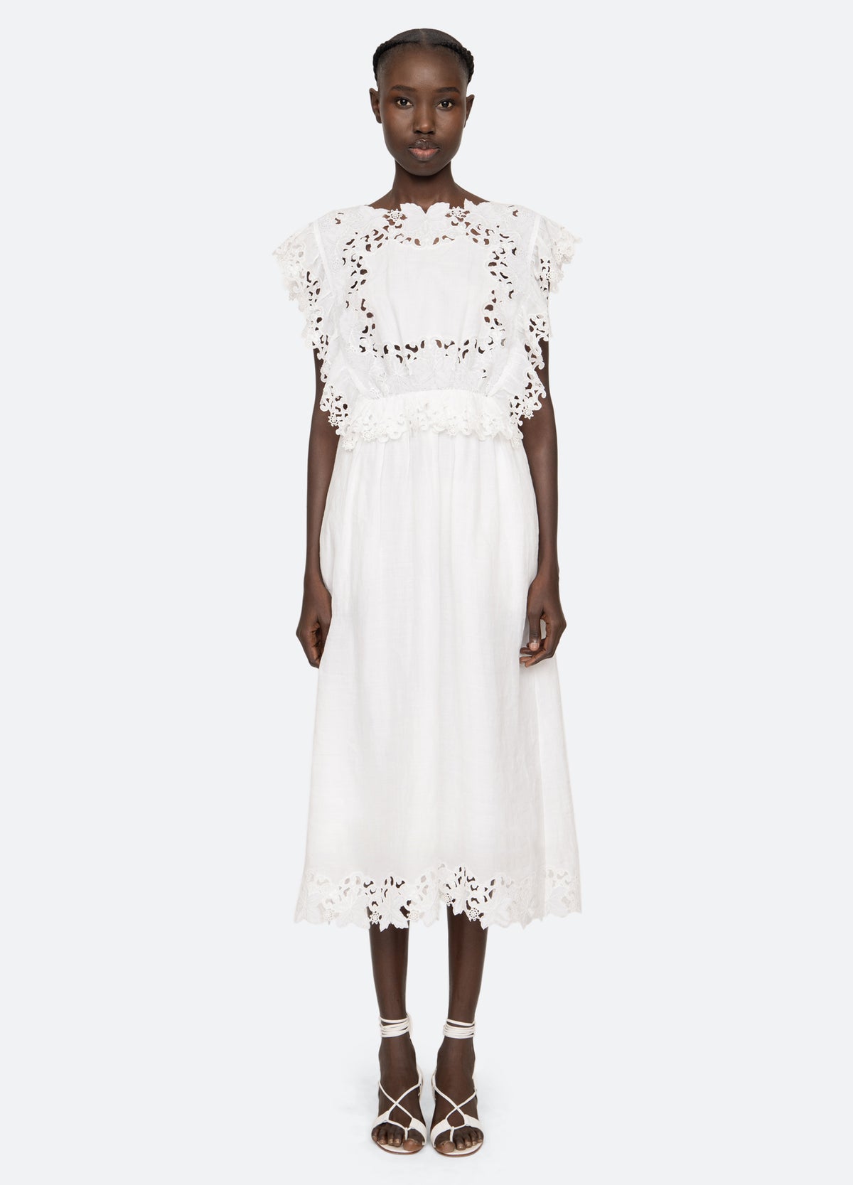 white-eleannora midi dress-front view - 2