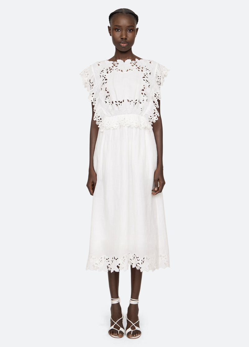 white-eleannora midi dress-front view - 2