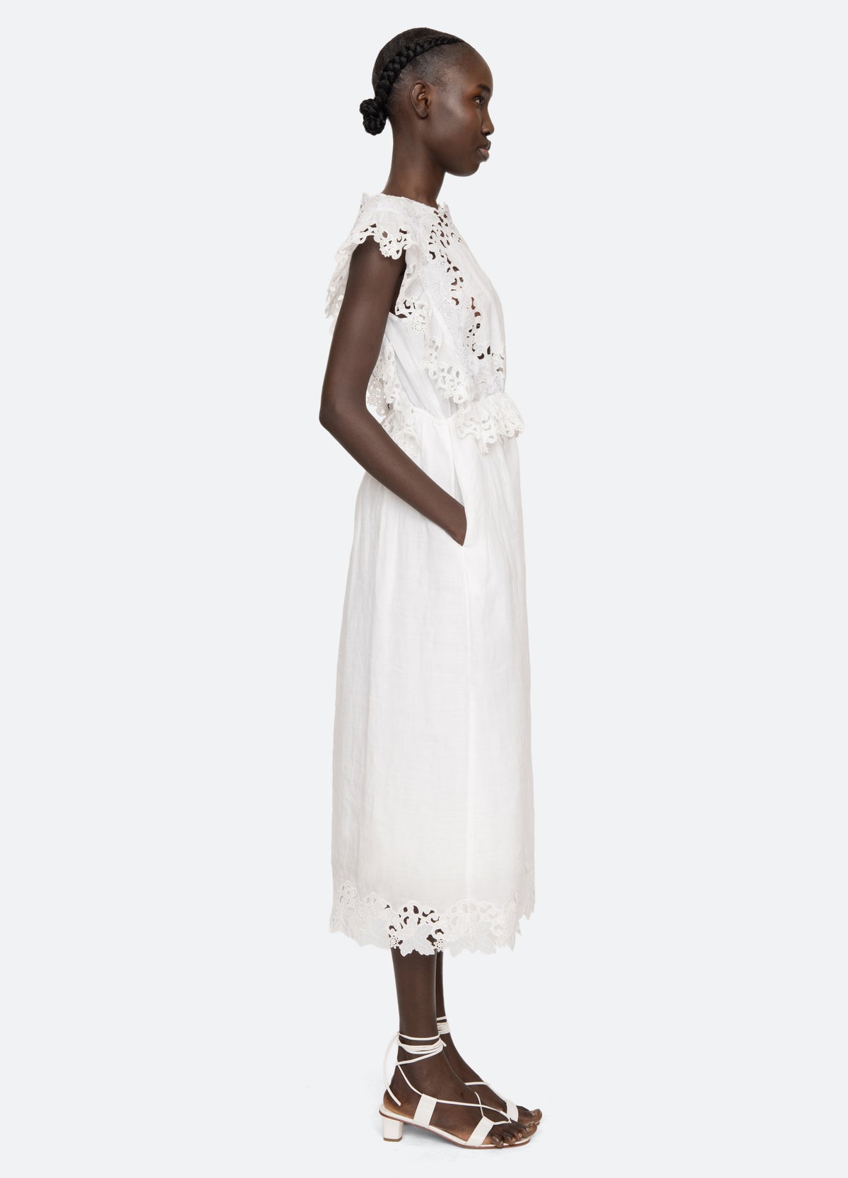 white-eleannora midi dress-side view - 5