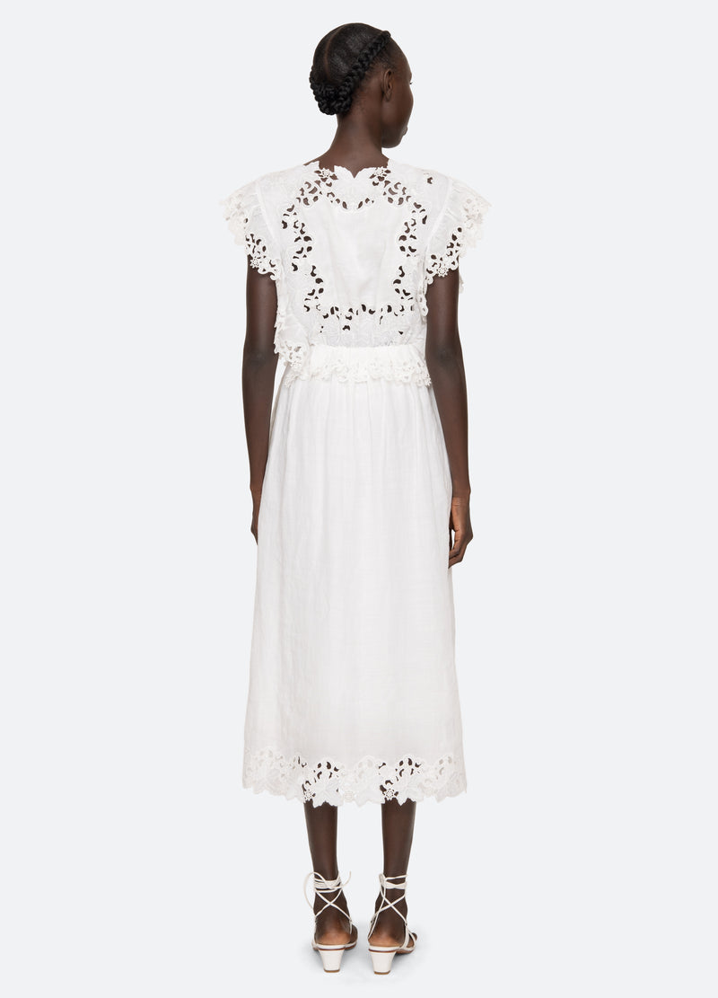 Sea Eleannora Embellished Midi Dress | White | Size M