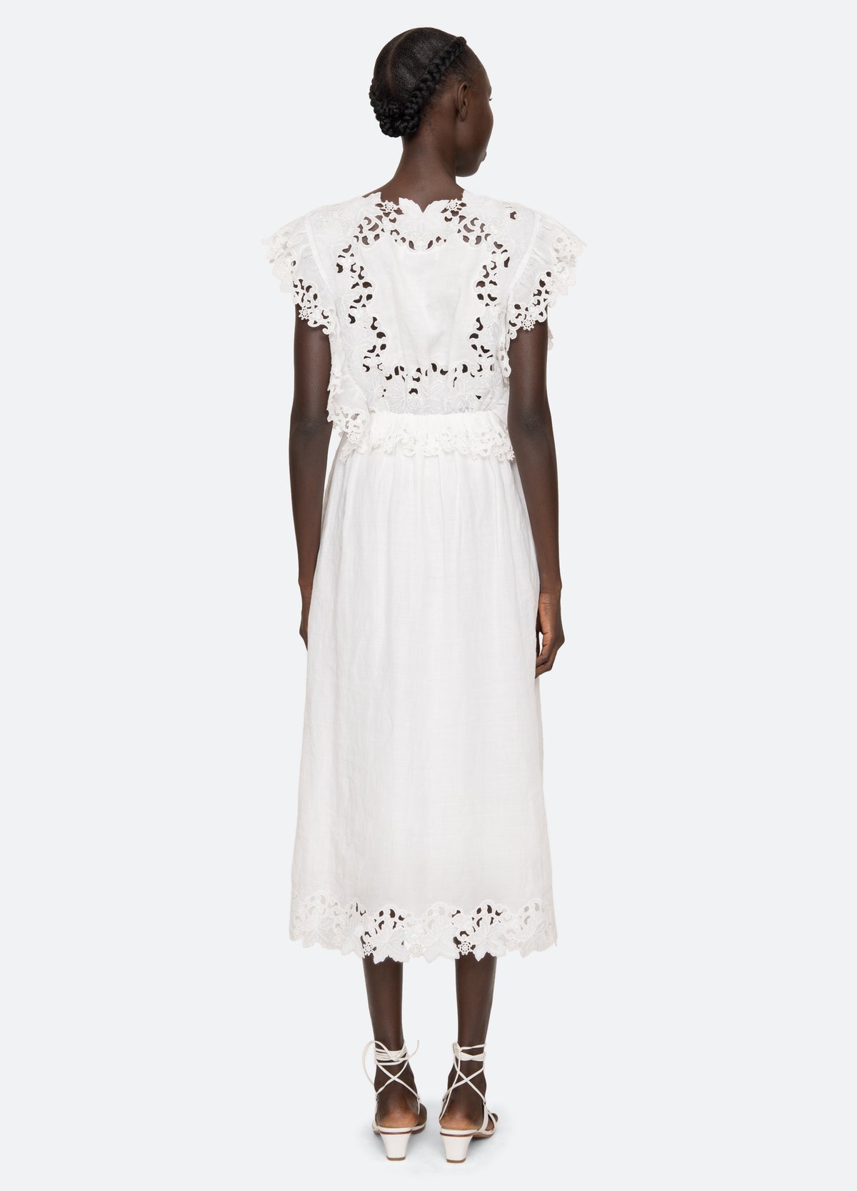 white-eleannora midi dress-back view - 3
