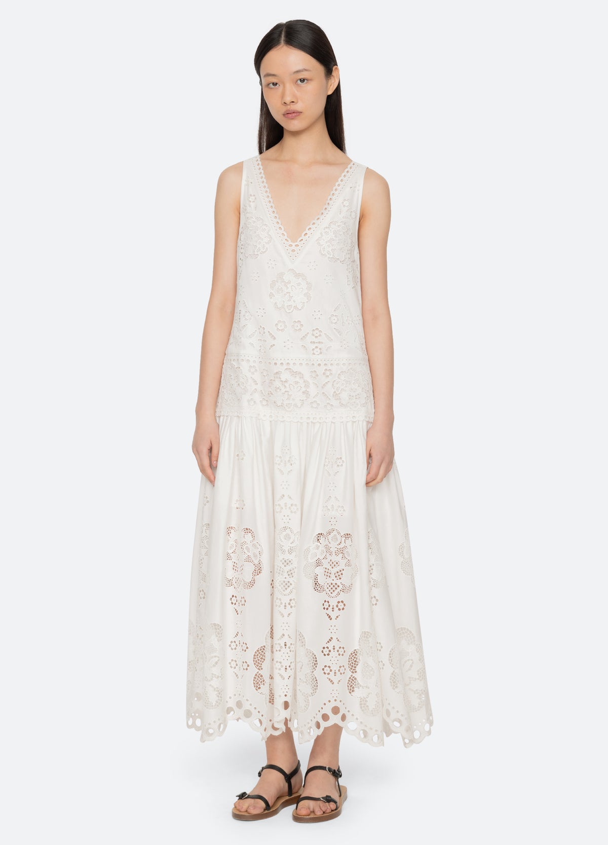 white-gardener dress-front view - 10
