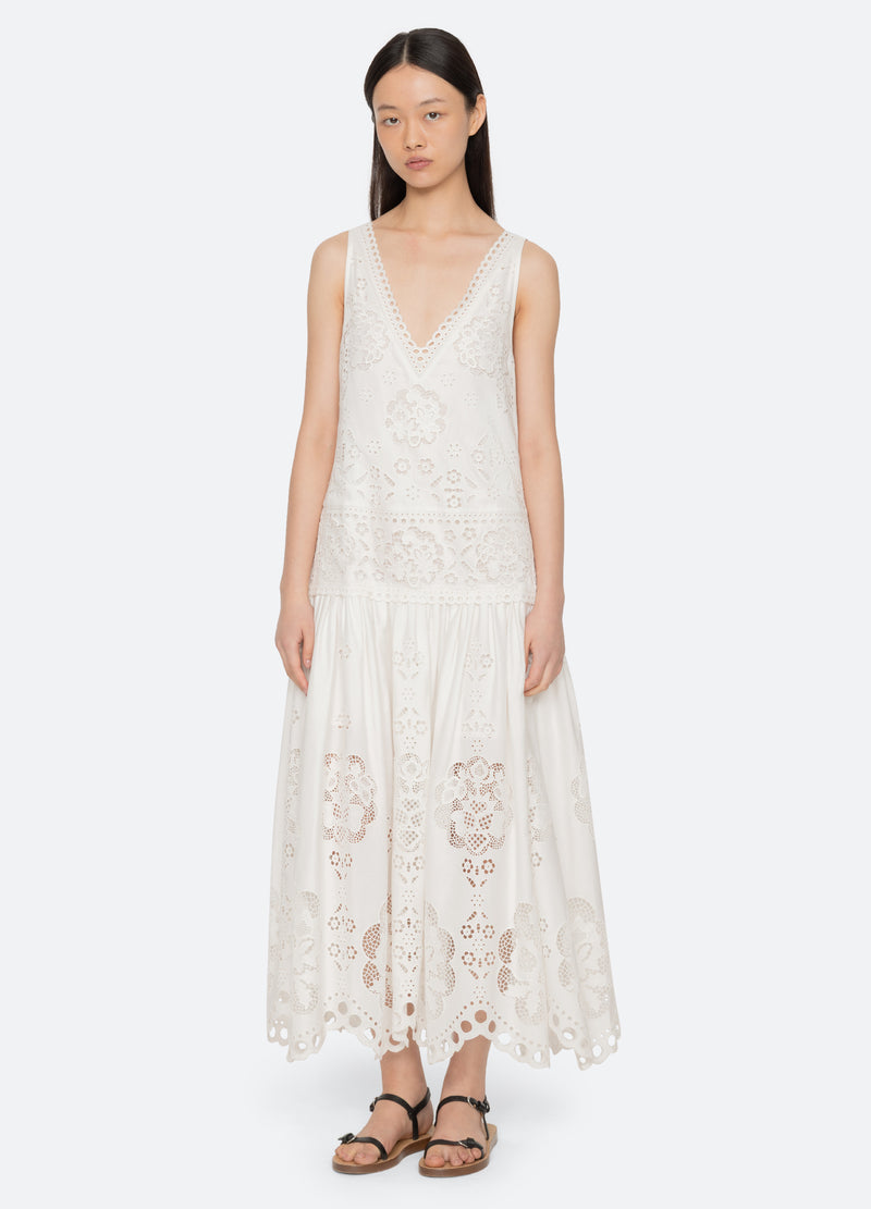 white-gardener dress-front view - 10