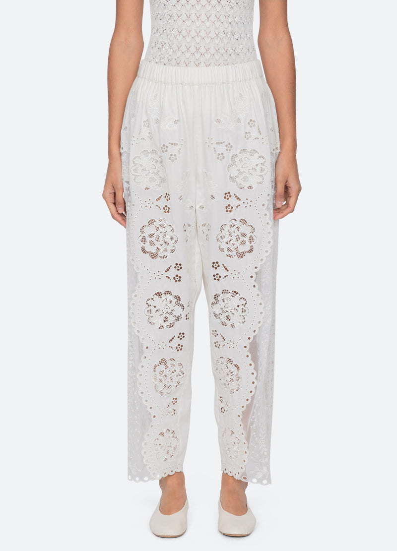 white-gardener pants-front view - 2