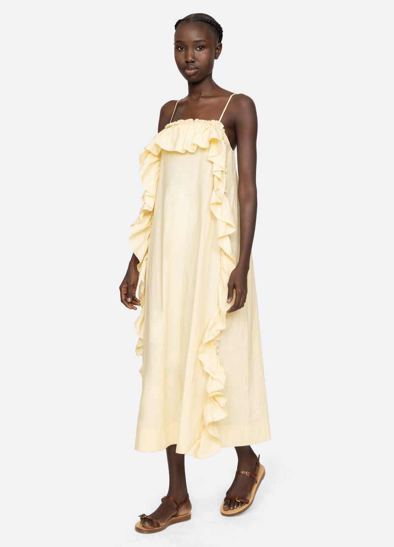 yellow-lisette dress-walking view - 2