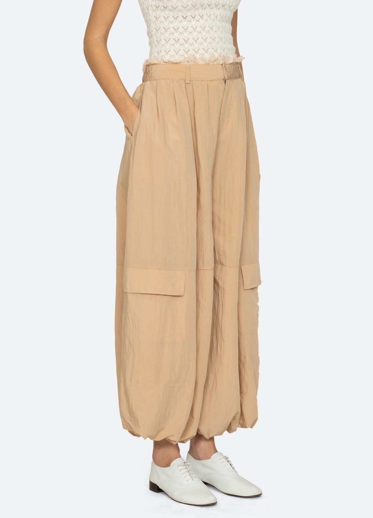 khaki-lisette pants-three quarter view - 12