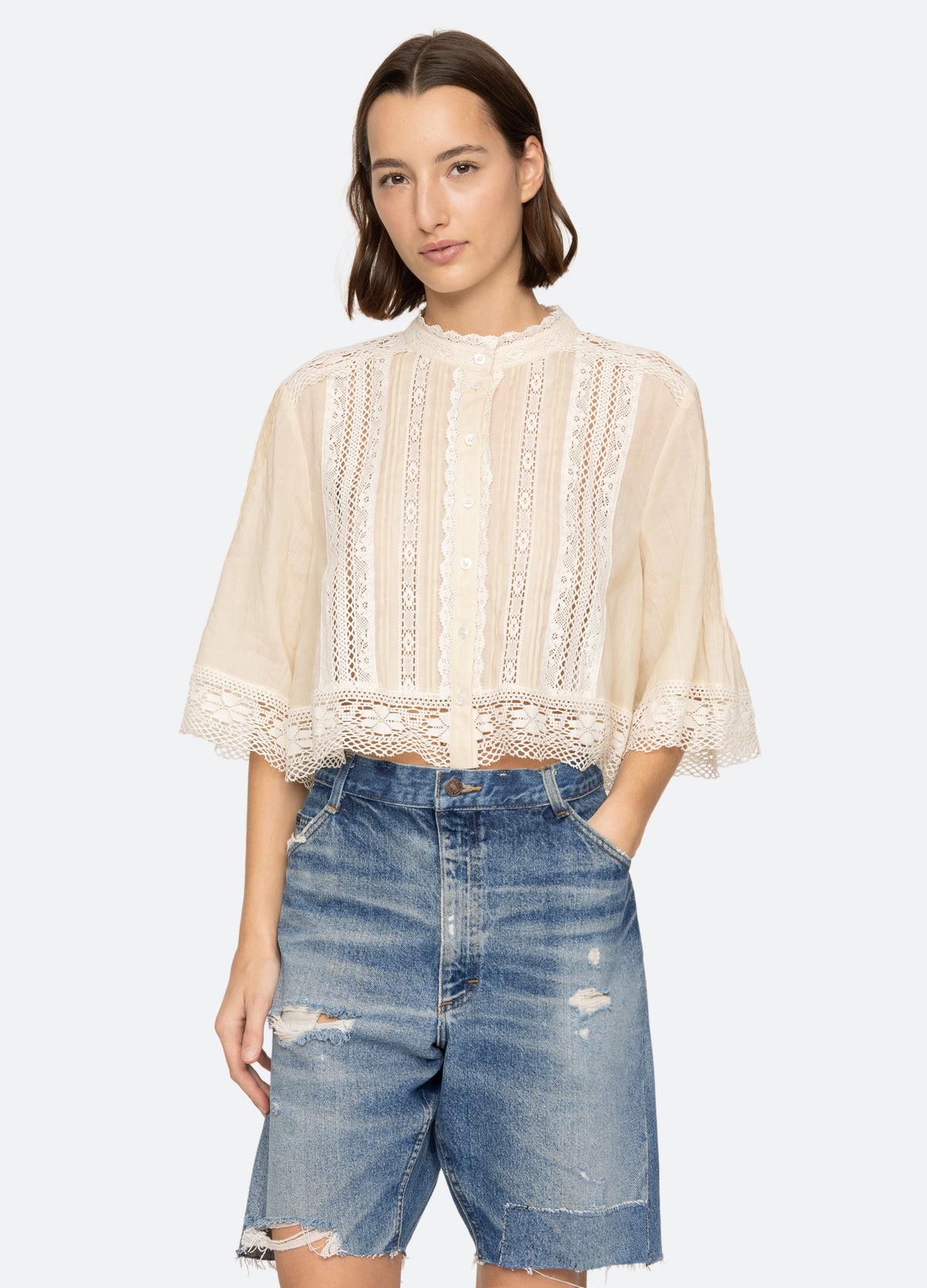 cream-pippa s/s top-front view