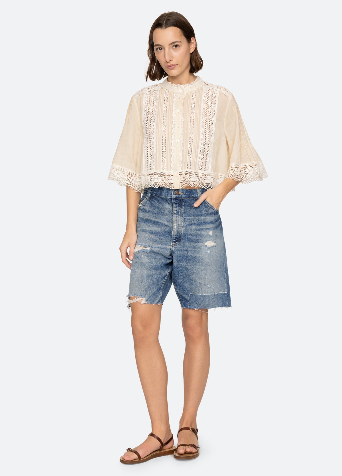 cream-pippa s/s top-full body view - 7