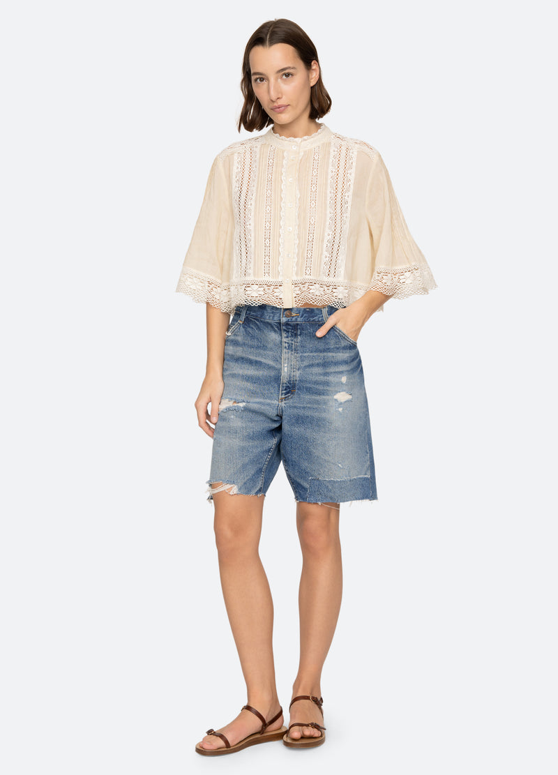 cream-pippa s/s top-full body view - 7
