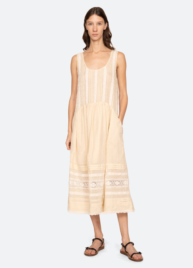 cream-pippa dress-front view - 1