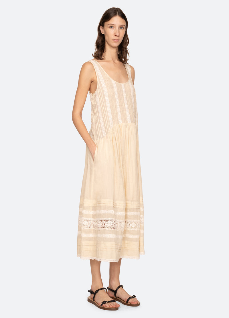 cream-pippa dress-three quarter view - 4
