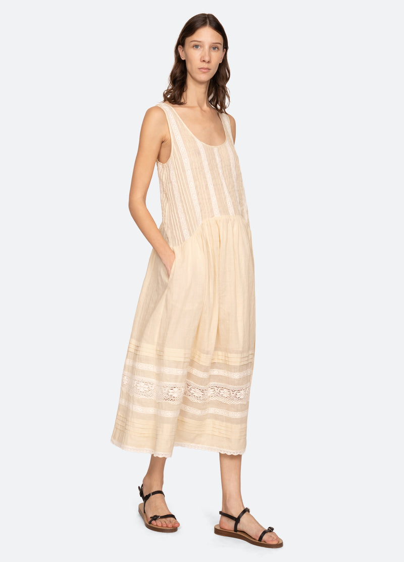 cream-pippa dress-walking view - 5
